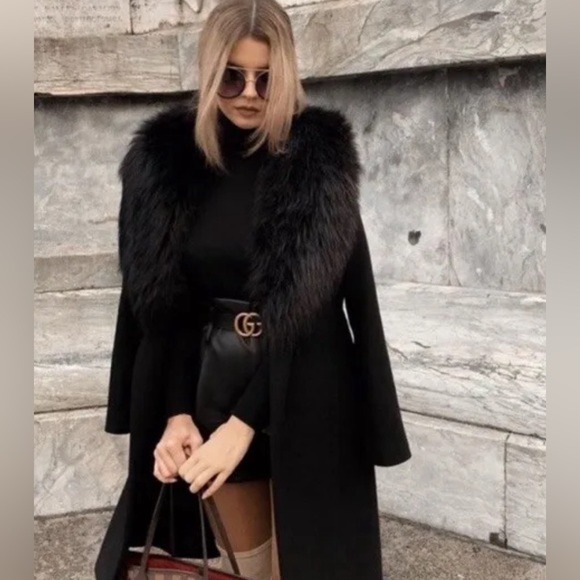Zara NWT RARE LUXURY RUNWAY WINTER MAXIMALIST MANTECO Faux Fur Collar Wool Coat - Picture 5 of 17